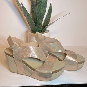 Sz 10 Rose Gold Metallic Wild G Wedges
